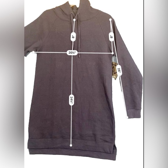 Askya Hoodie Sweatshirt Dress Navy Blue Long Sleeve Sz S Cotton Blend Pockets - Picture 4 of 10